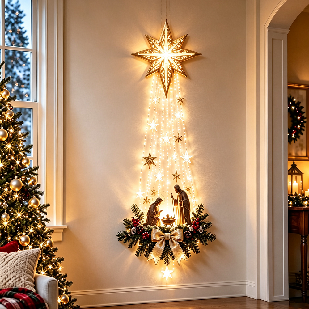 ✨Last Day 49% OFF✨✝️ Bethlehem Star – Lighted Nativity Wall Decor(Upsell)