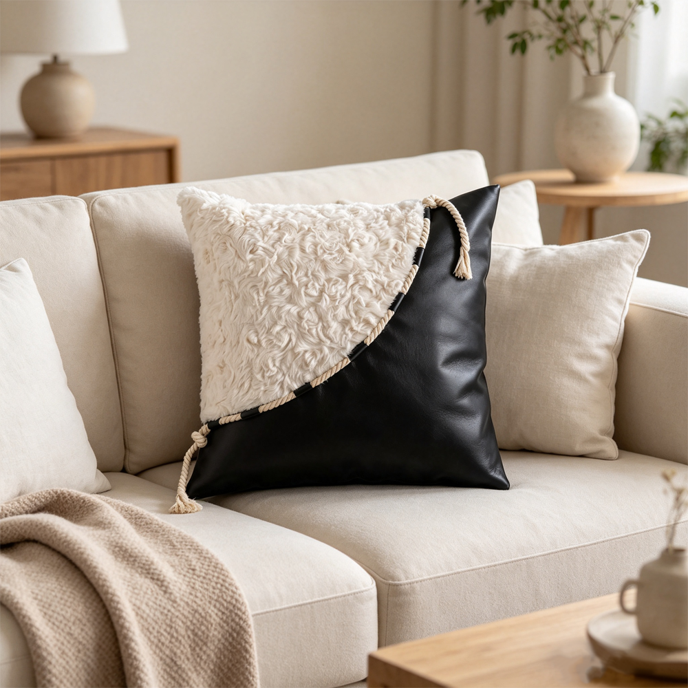 Shearling & Leather Pillow