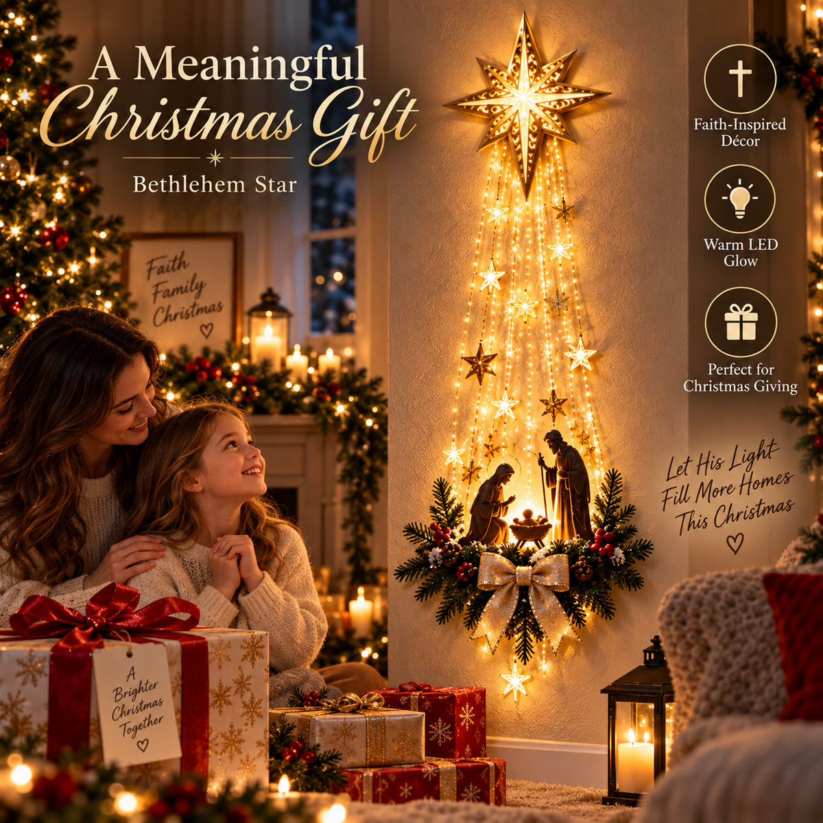 ✨Last Day 49% OFF✨✝️ Bethlehem Star – Lighted Nativity Wall Decor（Upsell）