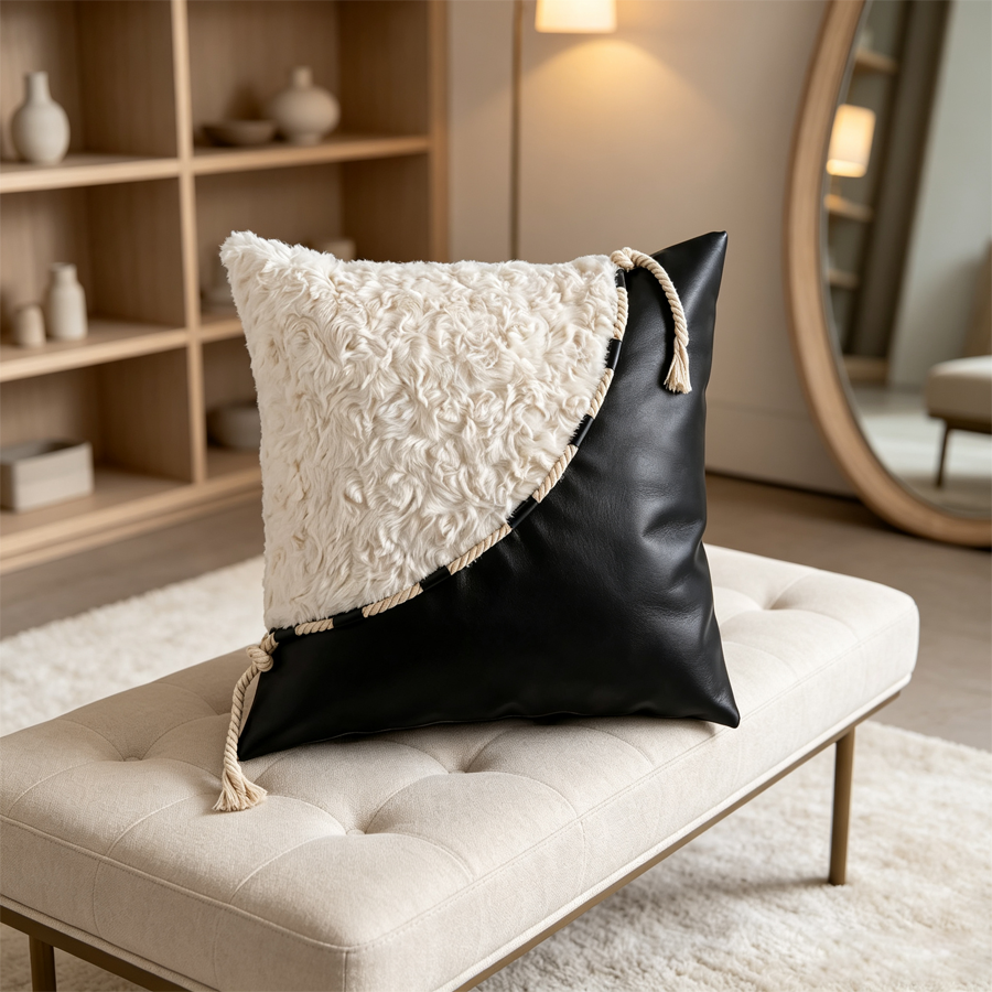 Shearling & Leather Pillow