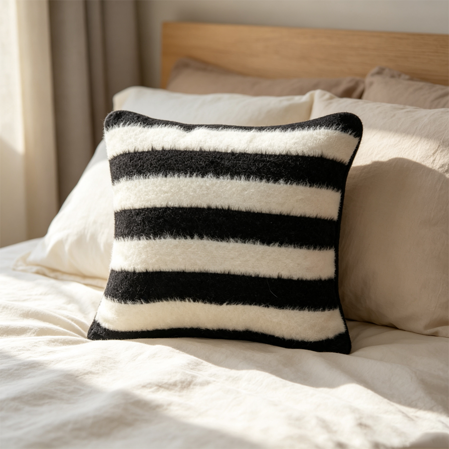 Fuzzy Striped Pillow