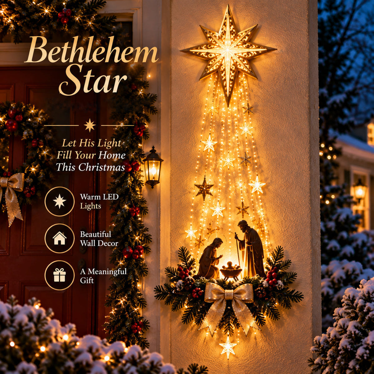 ✨Last Day 49% OFF✨✝️ Bethlehem Star – Lighted Nativity Wall Decor（Upsell）