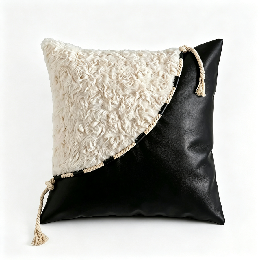 Shearling & Leather Pillow