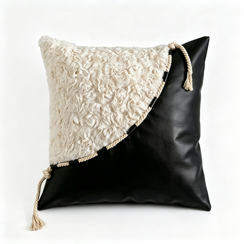 Shearling & Leather Pillow