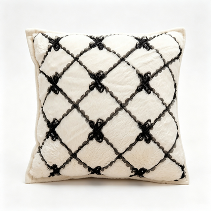 Ribbon-Lattice Fur Pillow