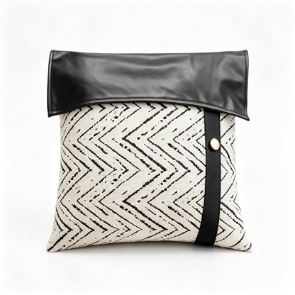 Leather-Flap Aztec Pillow
