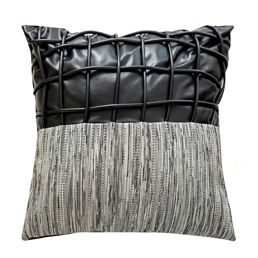 Grid-Woven Patchwork Pillow