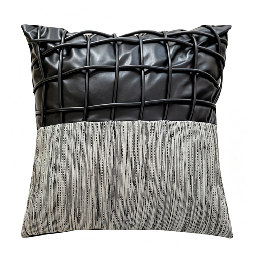 Grid-Woven Patchwork Pillow