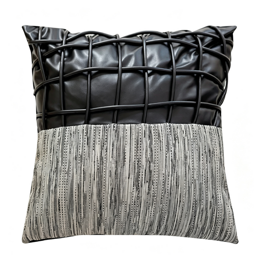 Grid-Woven Patchwork Pillow
