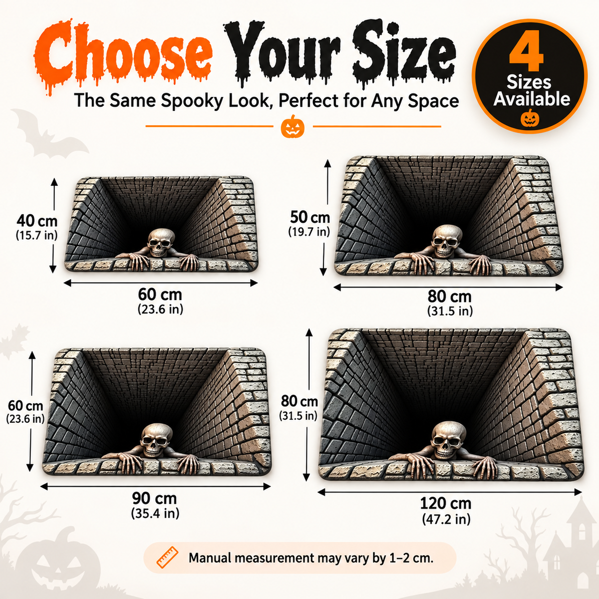 Hot sales🔥Halloween Front Door Mat – Festive 3D Visual Skull（upsell）