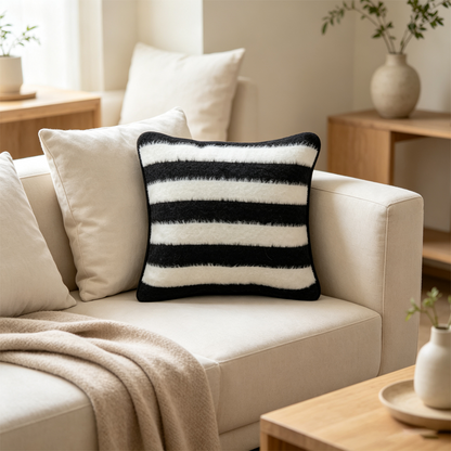 Fuzzy Striped Pillow