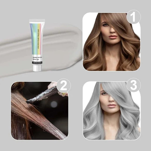 🎁 2-in-1 Natural Essence Extract Silver Hair Dye