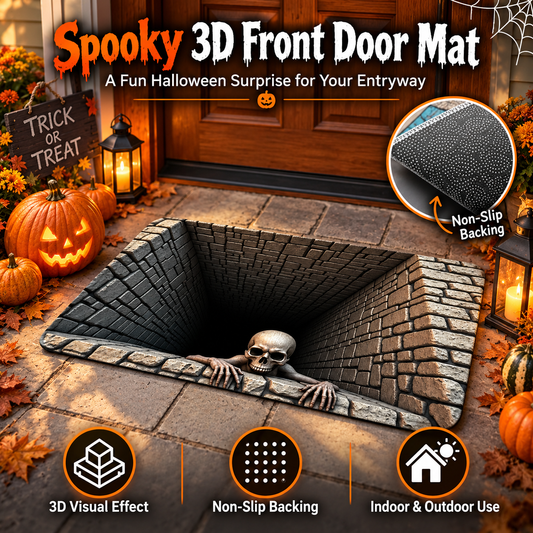 Hot sales🔥Halloween Front Door Mat – Festive 3D Visual Skull（upsell）