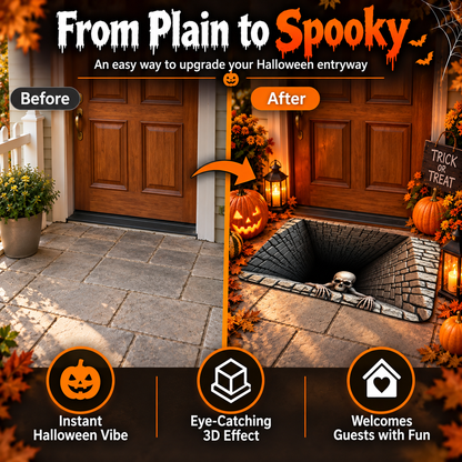 Hot sales🔥Halloween Front Door Mat – Festive 3D Visual Skull（upsell）