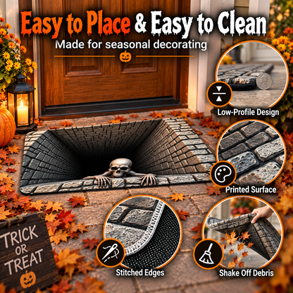 Hot sales🔥Halloween Front Door Mat – Festive 3D Visual Skull（upsell）